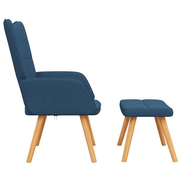 vidaXL Chaise de relaxation avec tabouret Bleu Tissu