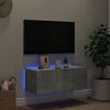 vidaXL Meuble TV mural avec lumi&egrave;res LED gris b&eacute;ton 80x35x31 cm