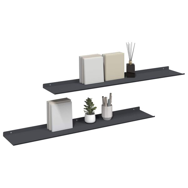 vidaXL &Eacute;tag&egrave;re flottante 2 pcs Anthracite 100 x 18 x 2,5 cm Acier
