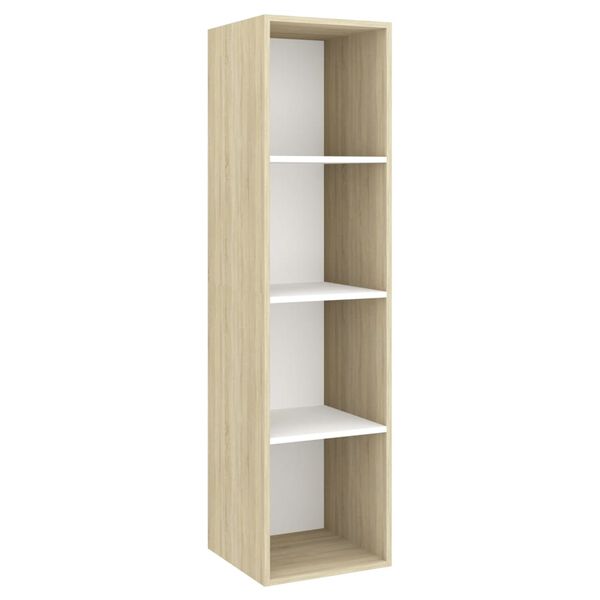 vidaXL Meubles TV muraux 2 pcs Blanc et ch&ecirc;ne sonoma Bois d'ing&eacute;nierie