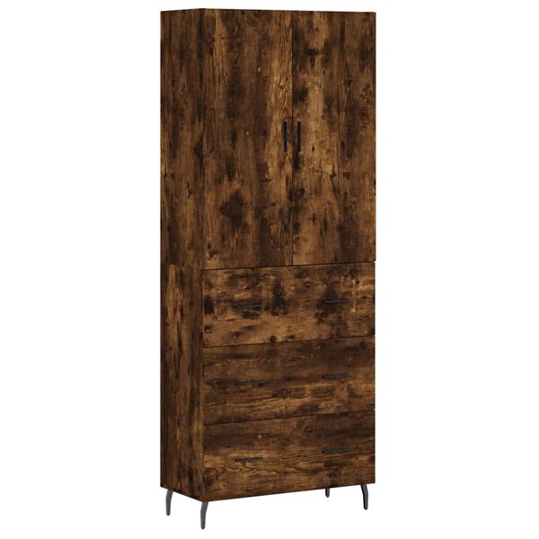 vidaXL Buffet haut Ch&ecirc;ne fum&eacute; 69,5x34x180 cm Bois d'ing&eacute;nierie