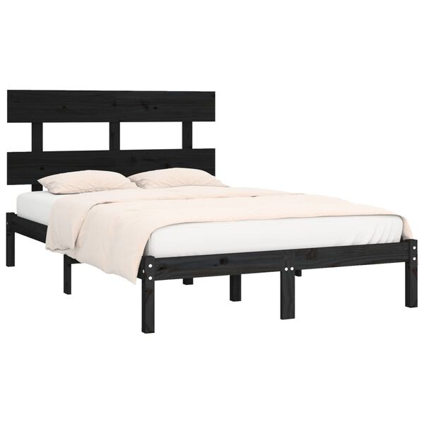 vidaXL Cadre de lit sans matelas noir 200x200 cm bois massif