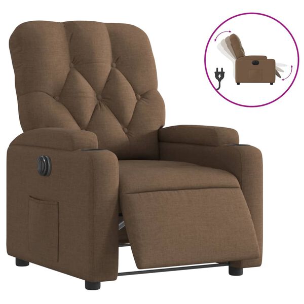 vidaXL Fauteuil inclinable &eacute;lectrique Marron Tissu