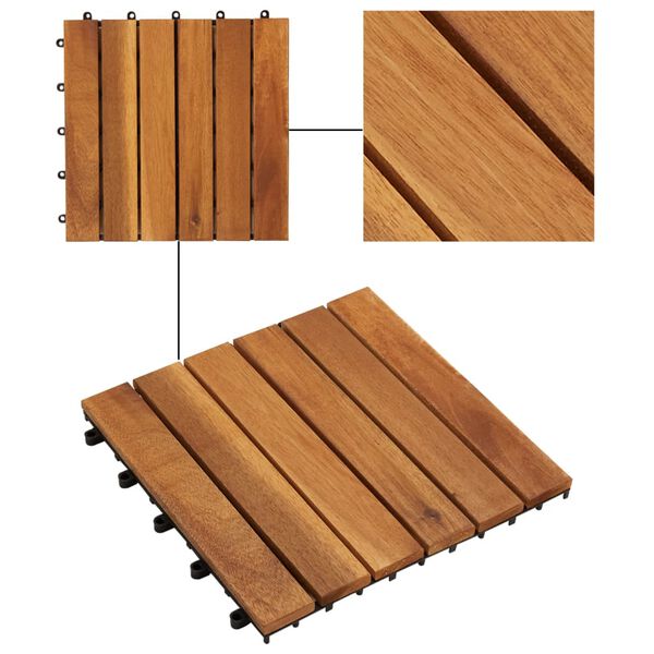 vidaXL Tuiles de terrasse modèle vertical 30 x 30 cm acacia 20 pcs