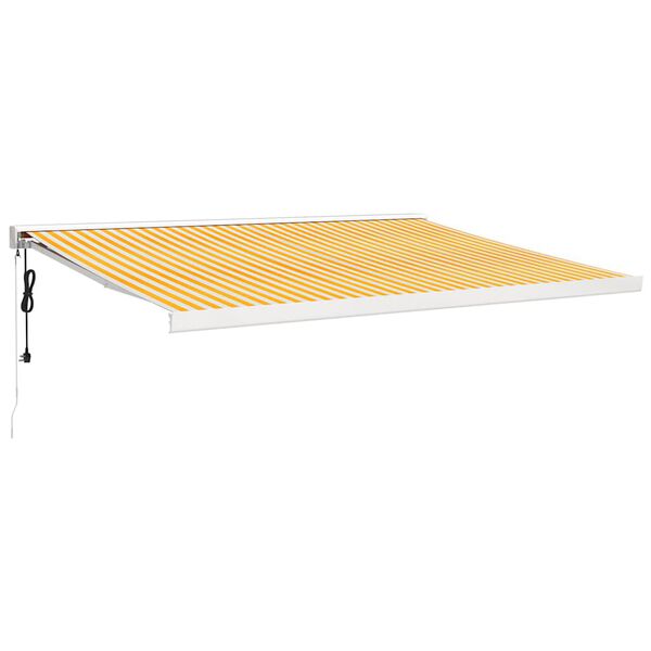 vidaXL Auvent r&eacute;tractable jaune et blanc 4,5x3 m tissu et aluminium