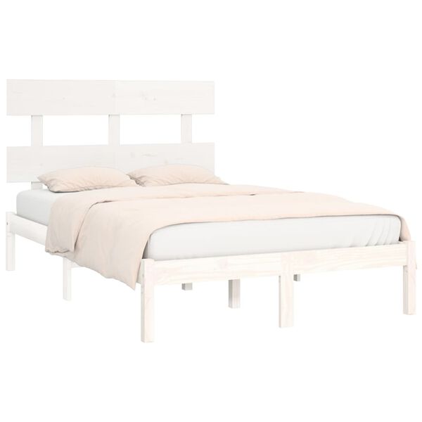 vidaXL Cadre de lit sans matelas blanc 120x190 cm bois massif