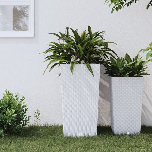 vidaXL Jardinière et intérieur amovible blanc 21 /49 L rotin PP