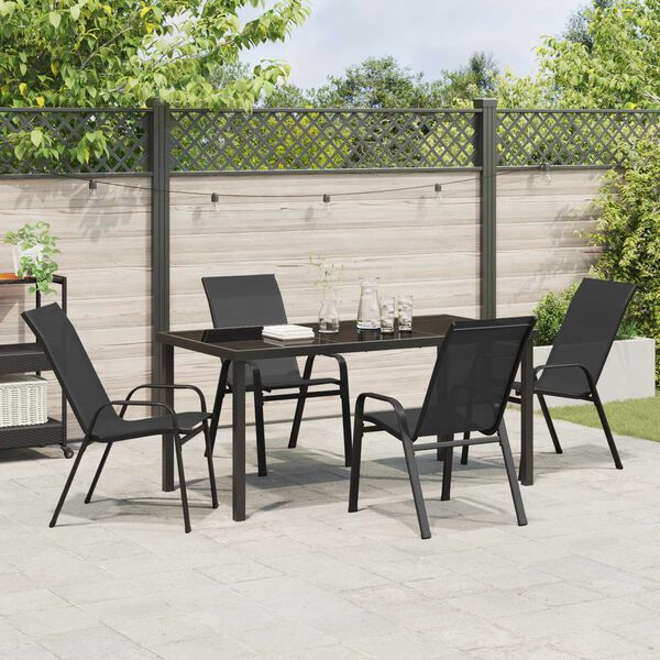 vidaXL Ensemble de salle &agrave; manger pour jardin 5 pcs Noir