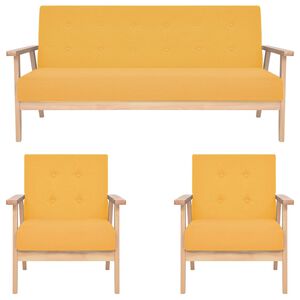 vidaXL Ensemble de canapés 3 pcs Tissu Jaune