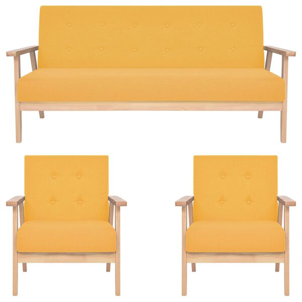 vidaXL Ensemble de canapés 3 pcs Tissu Jaune