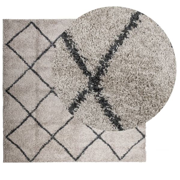 vidaXL Tapis shaggy à poils longs moderne beige anthracite 120x120 cm