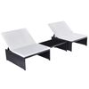 vidaXL Chaises inclinables de jardin lot de 2 et table r&eacute;sine tress&eacute;e