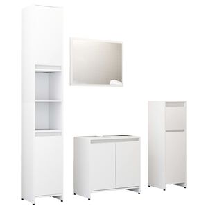 vidaXL Ensemble de meubles de salle de bain 4pcs Blanc Bois ing&eacute;nierie