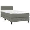 vidaXL Sommier &agrave; lattes de lit avec matelas Gris fonc&eacute; 80x200 cm Tissu