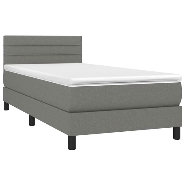 vidaXL Sommier &agrave; lattes de lit avec matelas Gris fonc&eacute; 80x200 cm Tissu