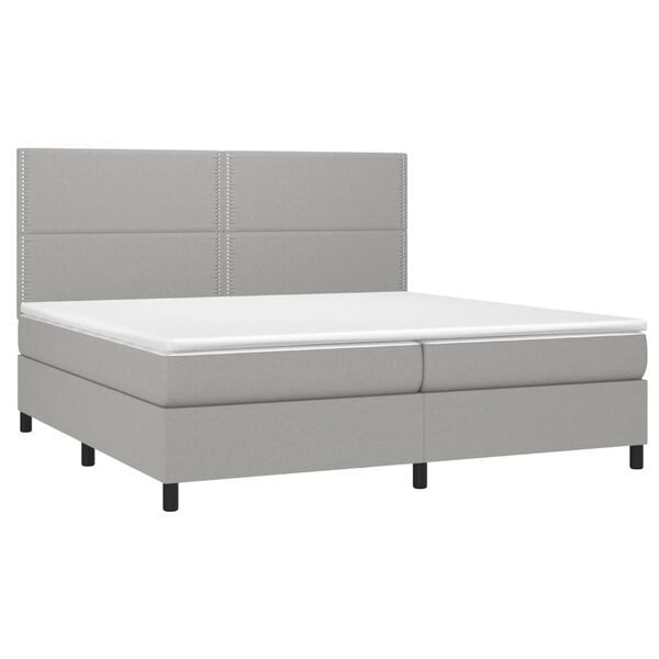vidaXL Sommier &agrave; lattes de lit avec matelas Gris clair 200x200cm Tissu