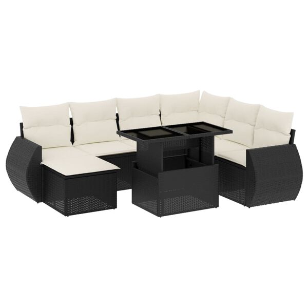 vidaXL Salon de jardin 8 pcs avec coussins noir r&eacute;sine tress&eacute;e