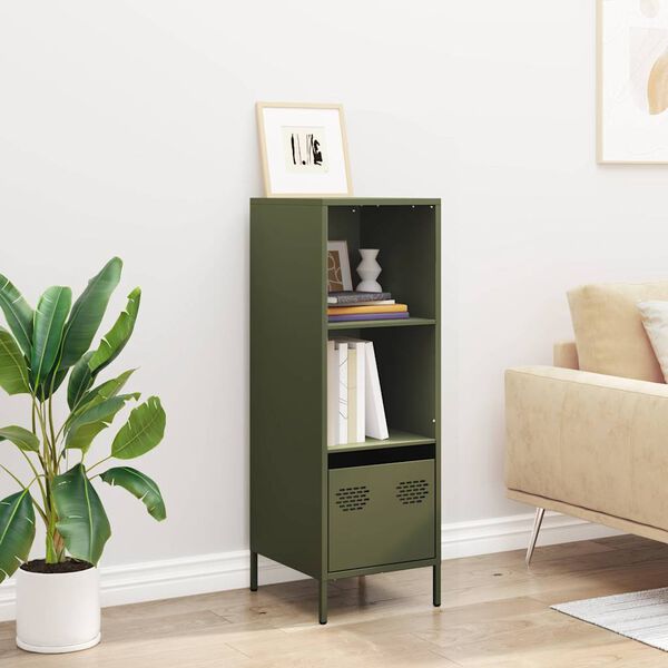 vidaXL Buffet vert olive 35x39x103,5 cm acier