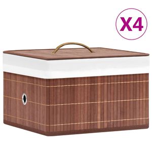 vidaXL Bo&icirc;tes de rangement en bambou 4 pcs Marron