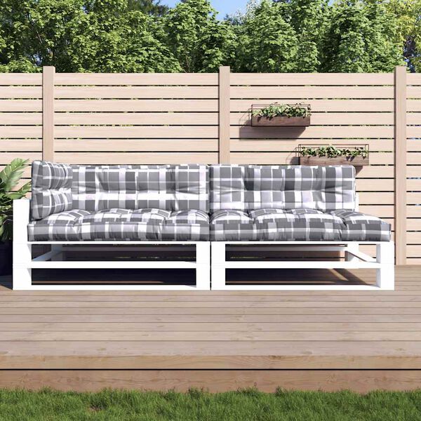 vidaXL Coussins de palette lot de 5 motif &agrave; carreaux gris tissu