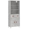 vidaXL Buffet haut Gris b&eacute;ton 69,5x34x180 cm Bois d'ing&eacute;nierie