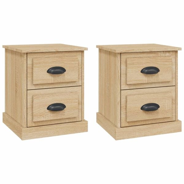 vidaXL Tables de chevet 2pcs ch&ecirc;ne sonoma 39x39x47,5cm bois ing&eacute;nierie