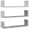 vidaXL &Eacute;tag&egrave;res murales 3 pcs gris b&eacute;ton 80x18x18 cm bois d'ing&eacute;nierie