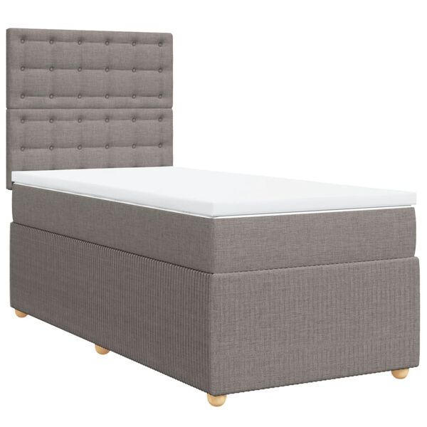 vidaXL Sommier &agrave; lattes de lit avec matelas Taupe 80x200 cm Tissu