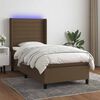 vidaXL Sommier &agrave; lattes de lit matelas LED Marron fonc&eacute; 90x200cm Tissu