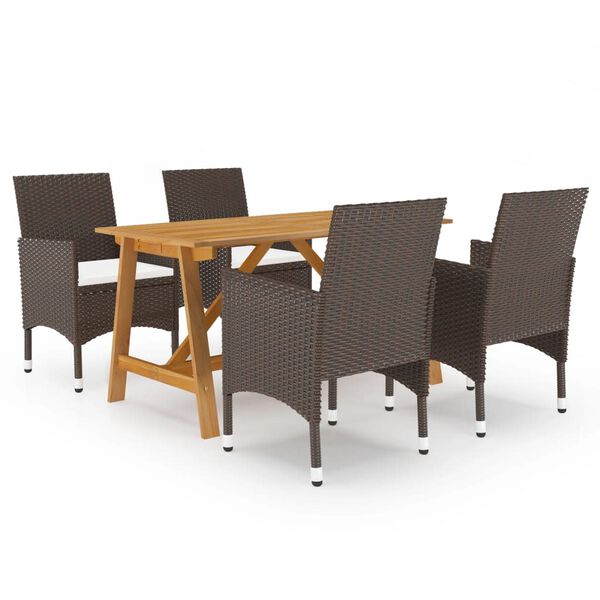 vidaXL Ensemble &agrave; manger de jardin et coussins 5 pcs Marron