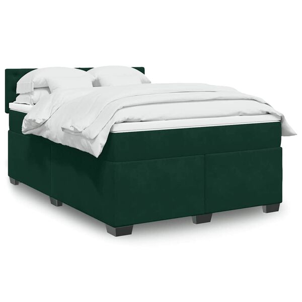vidaXL Sommier &agrave; lattes de lit et matelas Vert fonc&eacute; 140x200cm Velours