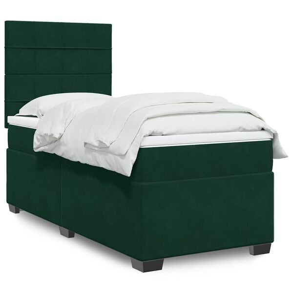 vidaXL Sommier &agrave; lattes de lit avec matelas Vert fonc&eacute; 100x200 cm