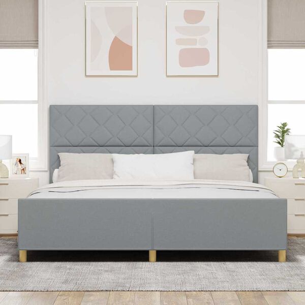 vidaXL Cadre de lit avec t&ecirc;te de lit Gris clair 200 x 200 cm tissu