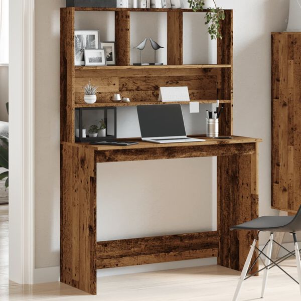 vidaXL Bureau avec &eacute;tag&egrave;res vieux bois 102x45x148 cm bois d'ing&eacute;nierie