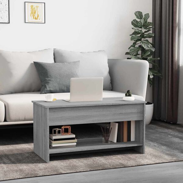 vidaXL Table basse sonoma gris 102x50x52,5 cm bois d'ingénierie