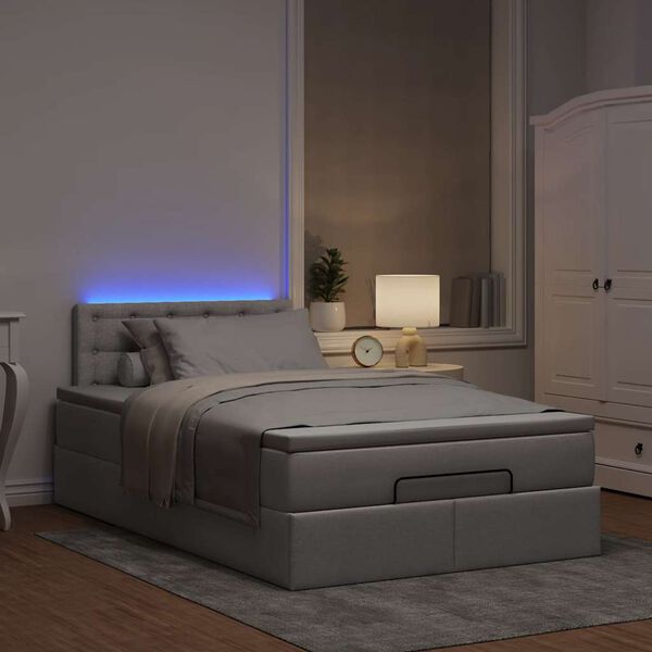 vidaXL Lit ottoman avec matelas et LED Taupe 120x190 cm tissu
