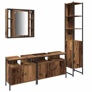 vidaXL Ensemble de mobilier de salle de bain 4 pc Bois Ancien