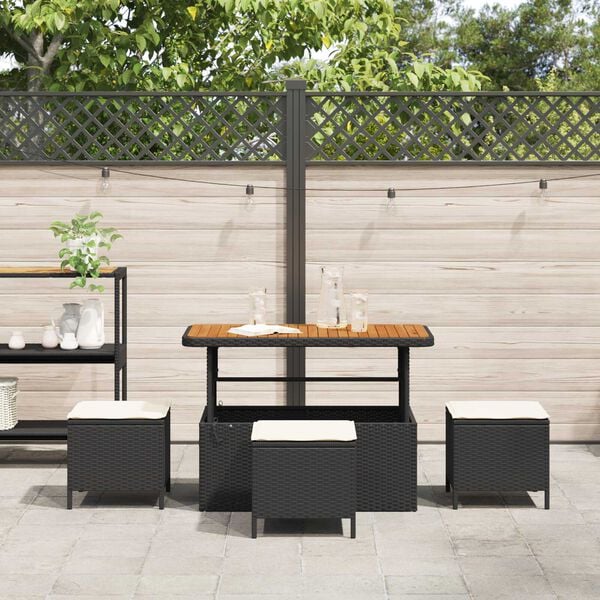 vidaXL Ensemble de salle à manger pour jardin Noir Poly rotin