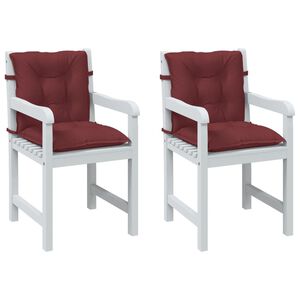 vidaXL Coussins de chaise dossier bas lot de 2 rouge bordeaux m&eacute;lang&eacute;