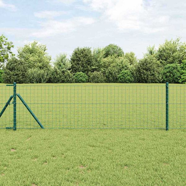 vidaXL Poteaux de clôture 12 pcs Vert 120 cm Acier peint par poudre