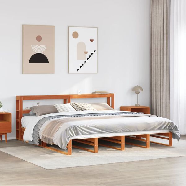 vidaXL Cadre de lit sans matelas cire marron 180x200cm bois pin massif