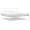 vidaXL Cadre de lit m&eacute;tal sans matelas et t&ecirc;te de lit blanc 193x203 cm
