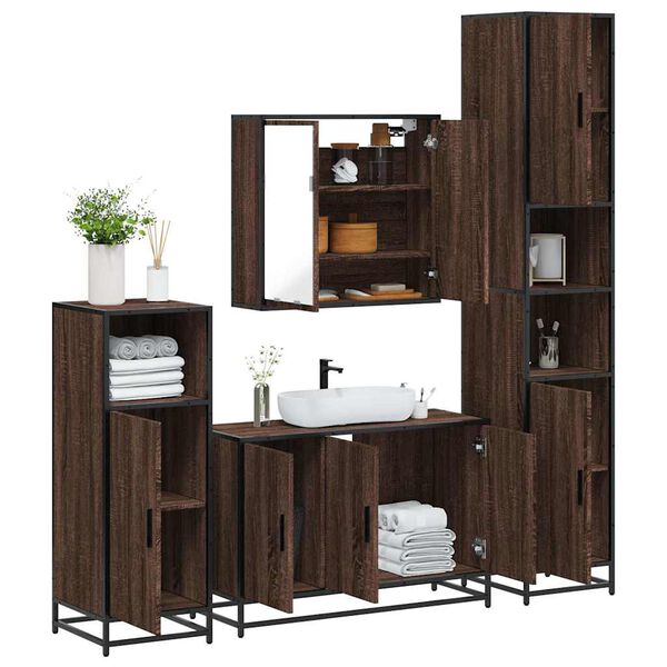 vidaXL Ensemble de meubles de salle de bain 4 pcs chêne marron