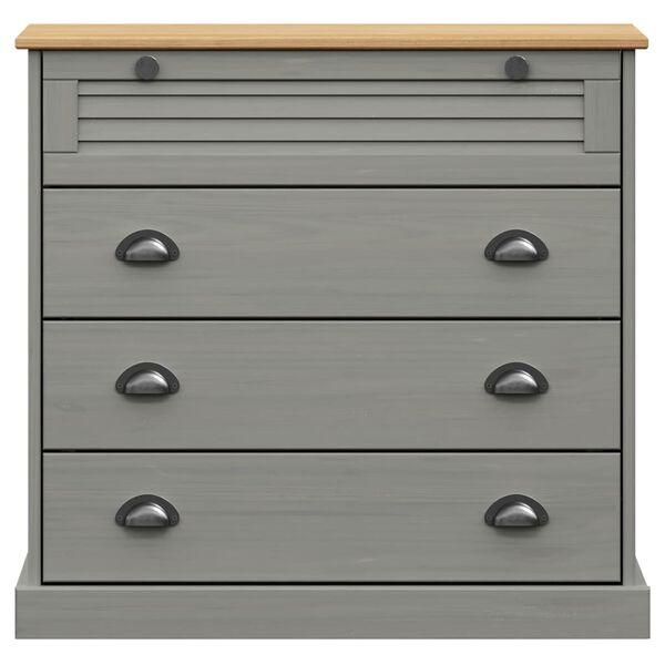 vidaXL Commode VIGO gris 80x40x76 cm bois massif de pin