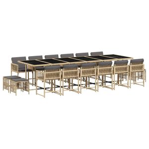 vidaXL Ensemble &agrave; manger de jardin et coussins 17 pcs m&eacute;lange beige