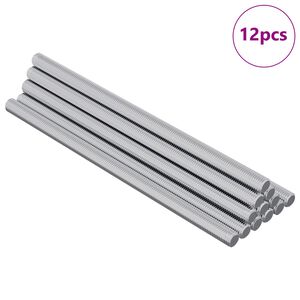 vidaXL Barres filet&eacute;es 12 pcs Argent&eacute; M6 x 120 mm M&eacute;tал