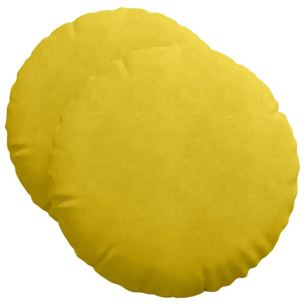 vidaXL Coussins de si&egrave;ge 2 pcs Jaune &Oslash; 40 x 13 cm Velours