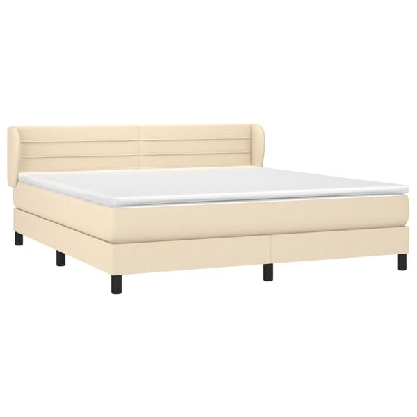 vidaXL Sommier &agrave; lattes de lit avec matelas Cr&egrave;me 180x200 cm Tissu