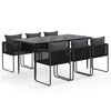 vidaXL Ensemble &agrave; manger de jardin 7 pcs Noir