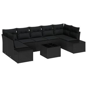 vidaXL Ensemble de canap&eacute; de jardin avec coussin 8 pcs Noir polyrotin